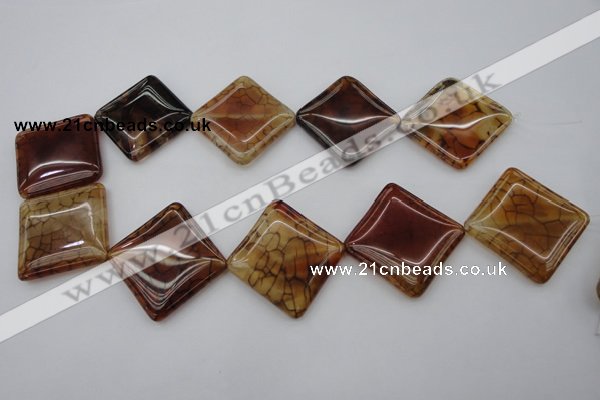 CAG1488 15.5 inches 30*30mm diamond dragon veins agate beads