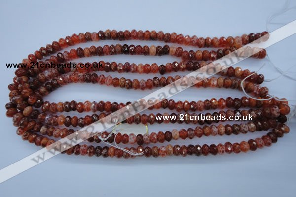 CAG1491 15.5 inches 5*8mm faceted rondelle natural fire agate beads