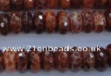 CAG1492 15.5 inches 6*12mm faceted rondelle natural fire agate beads