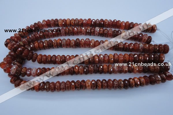 CAG1492 15.5 inches 6*12mm faceted rondelle natural fire agate beads