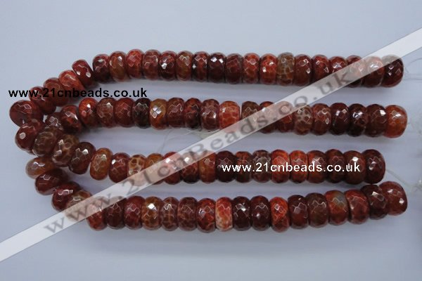 CAG1494 15.5 inches 9*18mm faceted rondelle natural fire agate beads