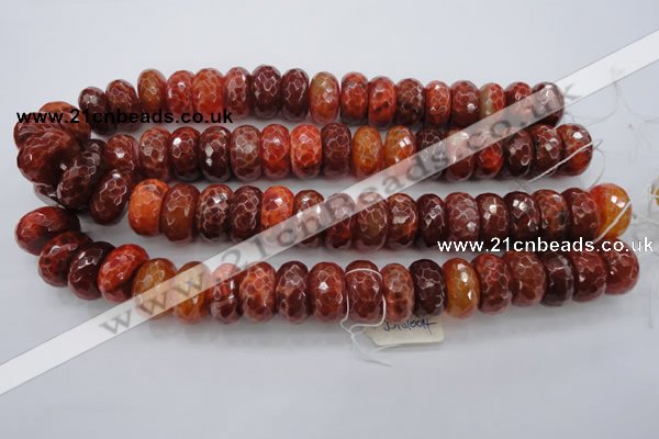 CAG1495 15.5 inches 10*20mm faceted rondelle natural fire agate beads