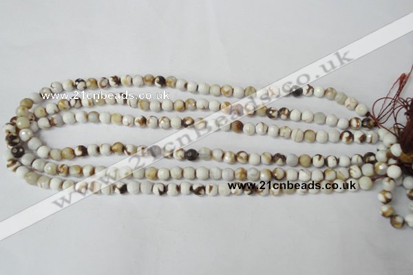 CAG1500 15.5 inches 6mm faceted round fire crackle agate beads