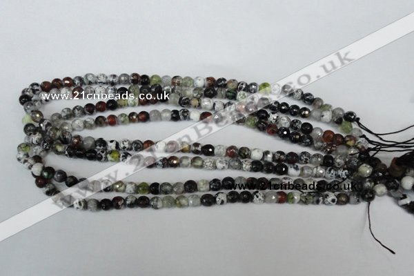 CAG1503 15.5 inches 6mm faceted round fire crackle agate beads