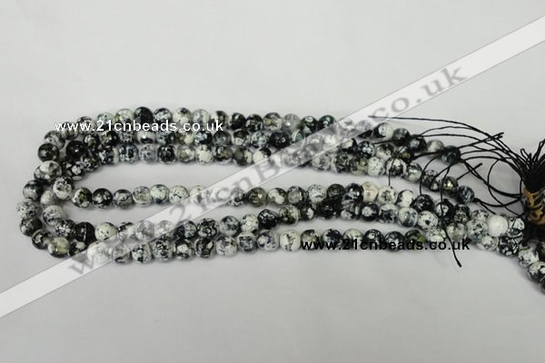 CAG1507 15.5 inches 8mm faceted round fire crackle agate beads