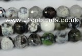 CAG1508 15.5 inches 8mm faceted round fire crackle agate beads