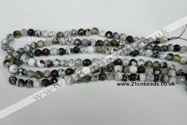 CAG1508 15.5 inches 8mm faceted round fire crackle agate beads