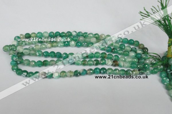 CAG1509 15.5 inches 8mm faceted round fire crackle agate beads