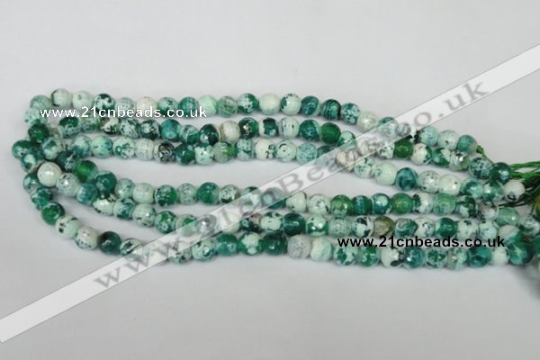 CAG1510 15.5 inches 8mm faceted round fire crackle agate beads