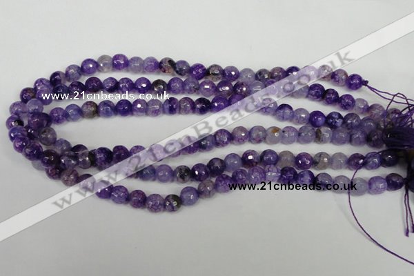 CAG1512 15.5 inches 8mm faceted round fire crackle agate beads