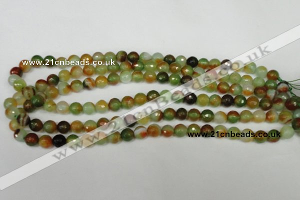 CAG1513 15.5 inches 8mm faceted round fire crackle agate beads