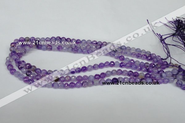 CAG1514 15.5 inches 8mm faceted round fire crackle agate beads