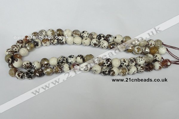 CAG1522 15.5 inches 10mm faceted round fire crackle agate beads