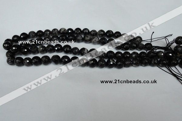 CAG1524 15.5 inches 10mm faceted round fire crackle agate beads