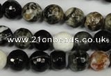 CAG1525 15.5 inches 10mm faceted round fire crackle agate beads