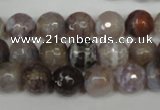 CAG1526 15.5 inches 10mm faceted round fire crackle agate beads