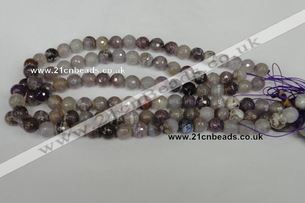 CAG1526 15.5 inches 10mm faceted round fire crackle agate beads