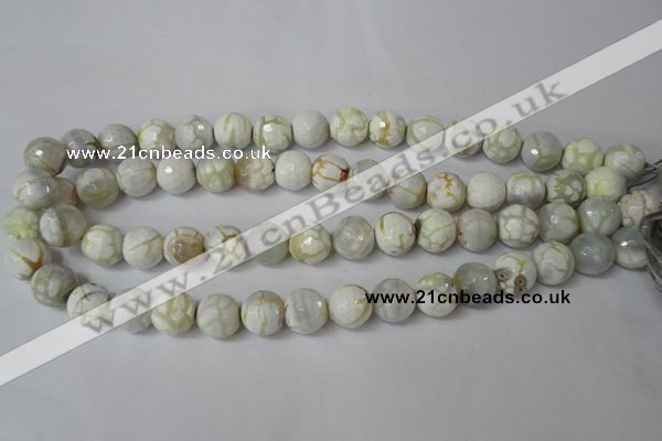 CAG1534 15.5 inches 12mm faceted round fire crackle agate beads