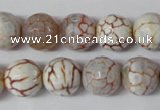 CAG1535 15.5 inches 12mm faceted round fire crackle agate beads