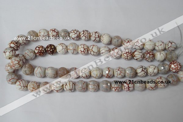 CAG1535 15.5 inches 12mm faceted round fire crackle agate beads