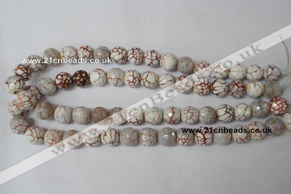 CAG1535 15.5 inches 12mm faceted round fire crackle agate beads