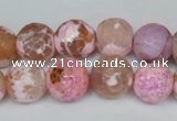 CAG1536 15.5 inches 12mm faceted round fire crackle agate beads