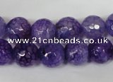 CAG1537 15.5 inches 12mm faceted round fire crackle agate beads