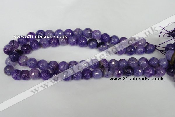 CAG1537 15.5 inches 12mm faceted round fire crackle agate beads