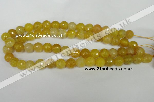 CAG1539 15.5 inches 12mm faceted round fire crackle agate beads