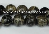 CAG1540 15.5 inches 12mm faceted round fire crackle agate beads