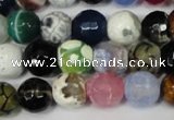 CAG1541 15.5 inches 12mm faceted round fire crackle agate beads