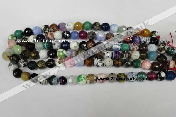 CAG1541 15.5 inches 12mm faceted round fire crackle agate beads