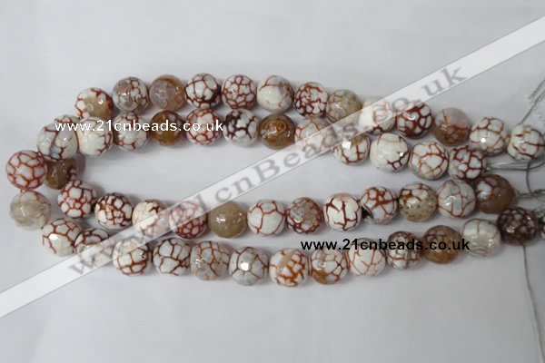 CAG1545 15.5 inches 14mm faceted round fire crackle agate beads