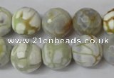 CAG1546 15.5 inches 14mm faceted round fire crackle agate beads