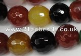 CAG1548 15.5 inches 14mm faceted round fire crackle agate beads