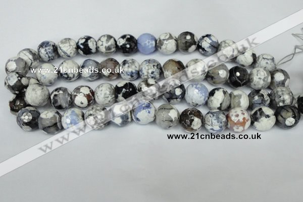 CAG1549 15.5 inches 14mm faceted round fire crackle agate beads