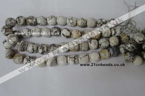 CAG1555 15.5 inches 16mm faceted round fire crackle agate beads