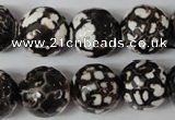 CAG1556 15.5 inches 16mm faceted round fire crackle agate beads