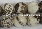 CAG1558 15.5 inches 16mm faceted round fire crackle agate beads