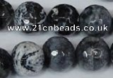 CAG1559 15.5 inches 16mm faceted round fire crackle agate beads