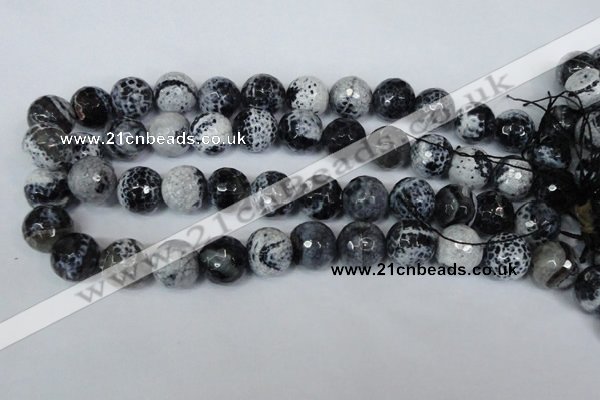 CAG1559 15.5 inches 16mm faceted round fire crackle agate beads