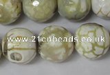 CAG1565 15.5 inches 18mm faceted round fire crackle agate beads