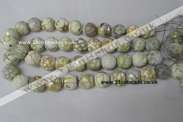 CAG1565 15.5 inches 18mm faceted round fire crackle agate beads