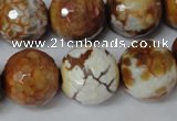 CAG1566 15.5 inches 18mm faceted round fire crackle agate beads