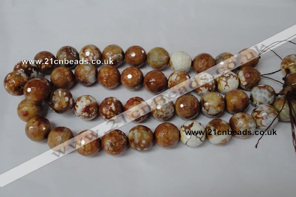 CAG1566 15.5 inches 18mm faceted round fire crackle agate beads