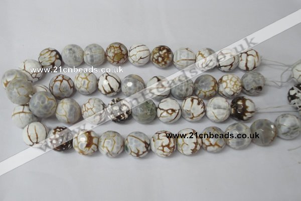 CAG1567 15.5 inches 18mm faceted round fire crackle agate beads