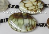 CAG1577 15.5 inches 20*30mm twisted oval fire crackle agate beads