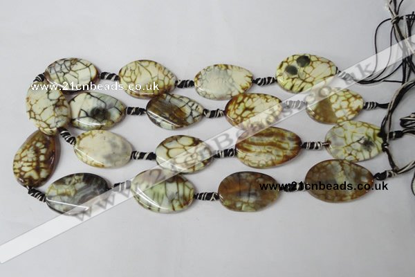 CAG1577 15.5 inches 20*30mm twisted oval fire crackle agate beads