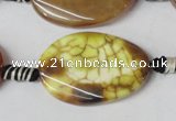 CAG1578 15.5 inches 20*30mm twisted oval fire crackle agate beads