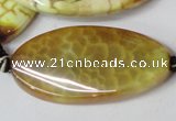 CAG1579 15.5 inches 20*40mm twisted oval fire crackle agate beads